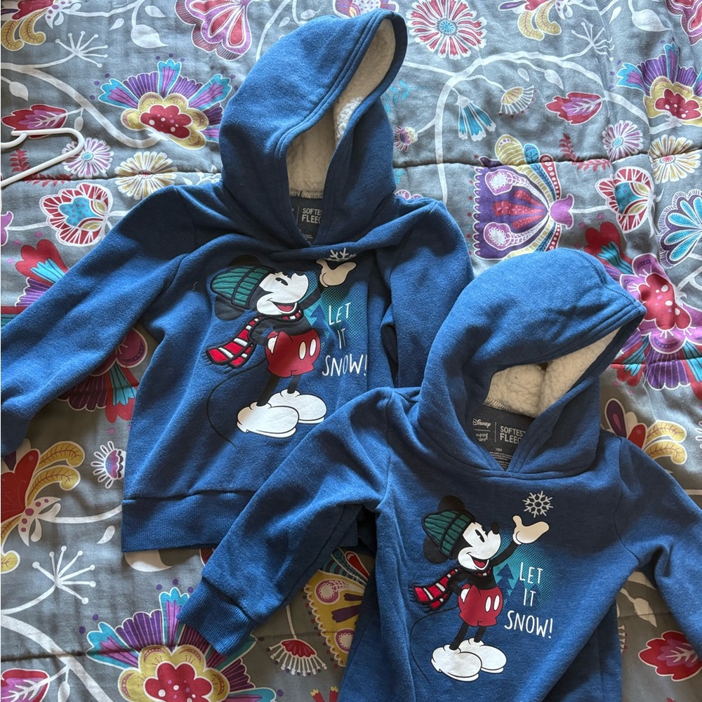 Disney Kids Blue Mickey Hoodie - Let It Snow